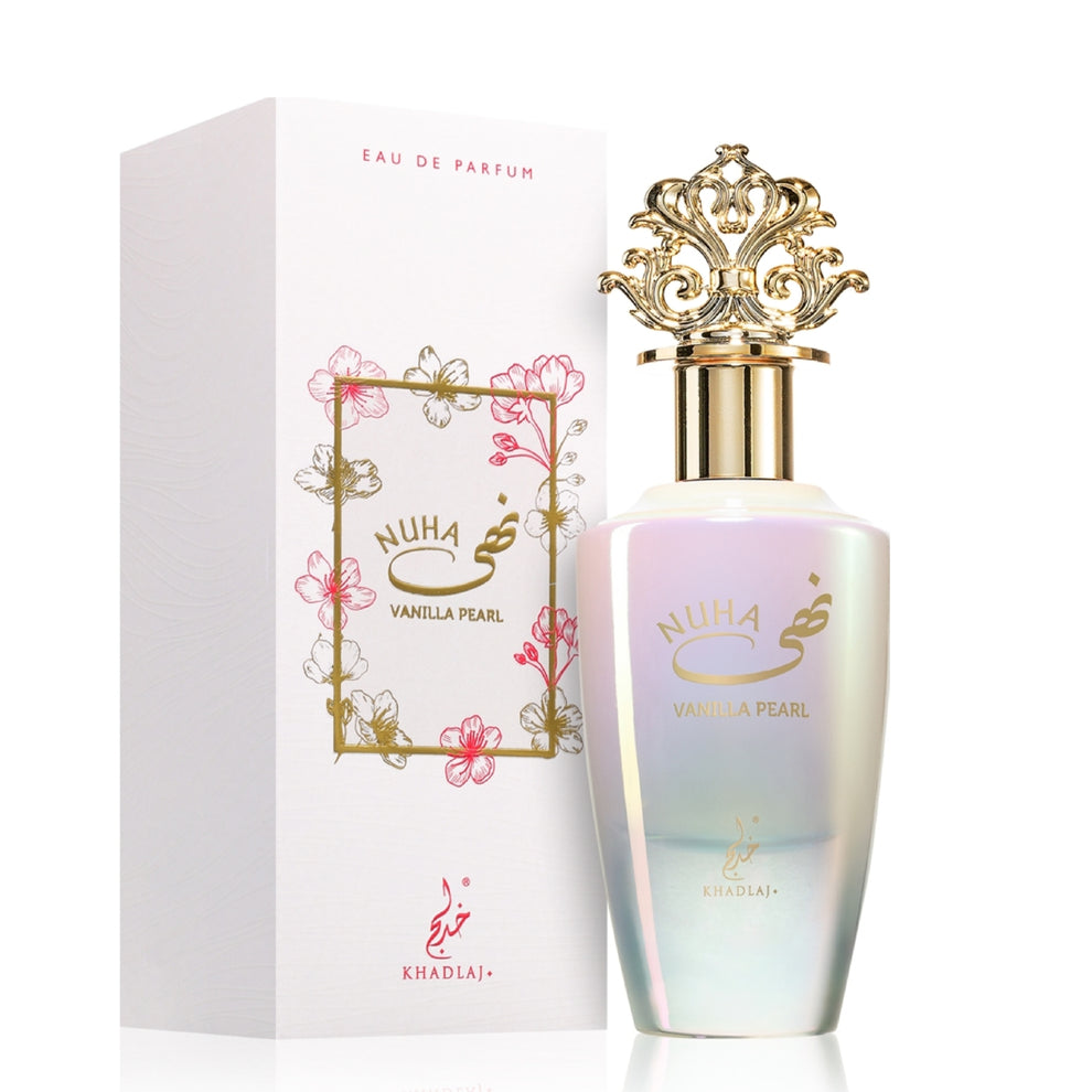 Khadlaj Nuha Vanilla Pearl fragrance bottle and box