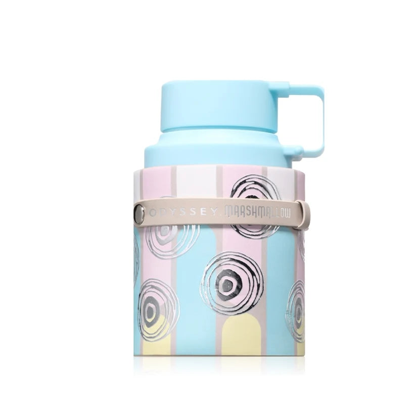 Armaf Odyssey Marshmallow 100ml Eau De Parfum pastel striped bottle with sky blue cap and silver band