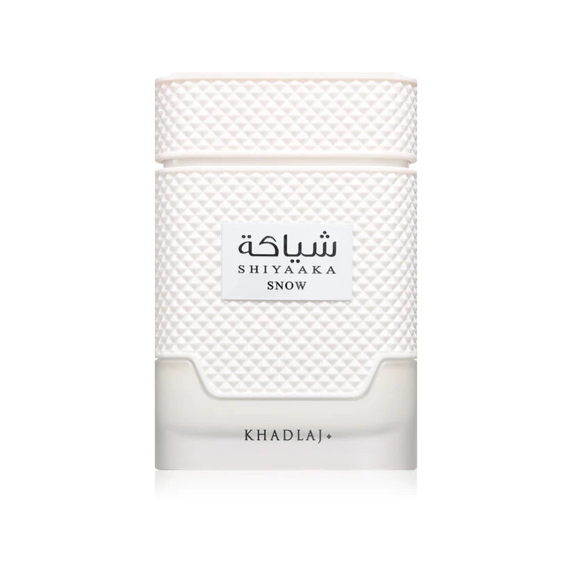 Khadlaj Shiyaaka Snow 100ml Eau De Parfum all-white diamond-textured bottle